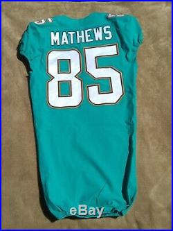Miami Dolphins Aqua Mitch Mathews 2017 Game Used / Issued Jersey BYU