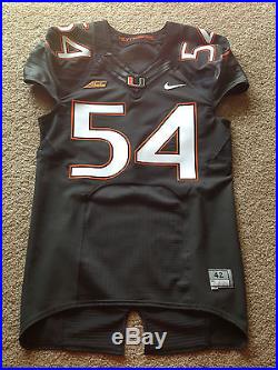 Miami Hurricanes Nike Elite Authentic Game Worn Used Issued Smoke Jersey 42