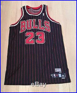 Michael Jordan Game Issued Pro Cut Chicago Bulls Adidas Black Jersey Pinstripe