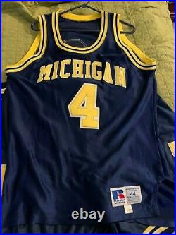 Michigan Team Issued Jerseys/Shorts Fab Five Russell Maize Navy White Game Worn