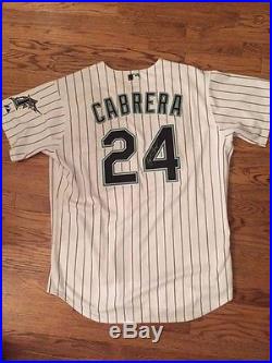 Miguel Cabrera Game Used Signed Florida Marlins Jersey Issued Worn