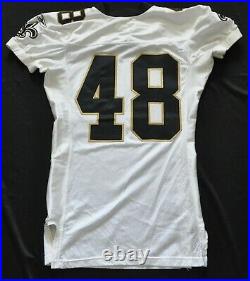NEW ORLEANS SAINTS #48 REEBOK GAME CUT ISSUED TEAM WHITE JERSEY 2001 sz 44+2