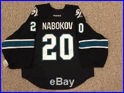 Nabokov San Jose Sharks Goalie Cut Jersey Game Issued 58G Reebok Edge 2.0 NHL