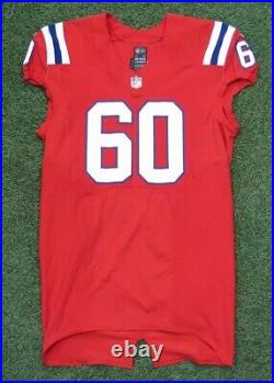 New England Patriots Jeremiah Warren Team Issued Red Alternate Throwback Jersey