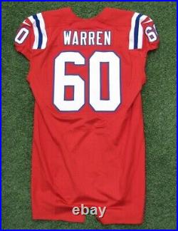 New England Patriots Jeremiah Warren Team Issued Red Alternate Throwback Jersey