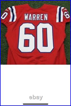 New England Patriots Jeremiah Warren Team Issued Red Alternate Throwback Jersey