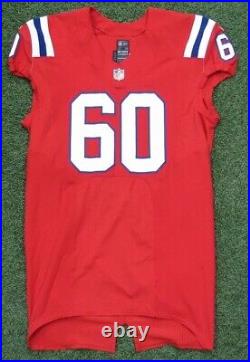 New England Patriots Jeremiah Warren Team Issued Red Alternate Throwback Jersey