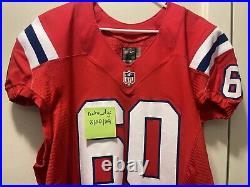 New England Patriots Jeremiah Warren Team Issued Red Alternate Throwback Jersey