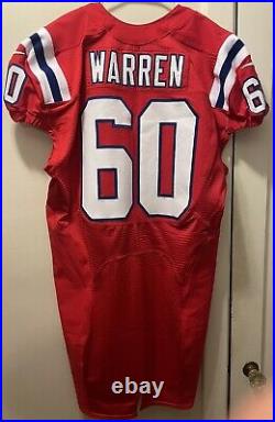 New England Patriots Jeremiah Warren Team Issued Red Alternate Throwback Jersey