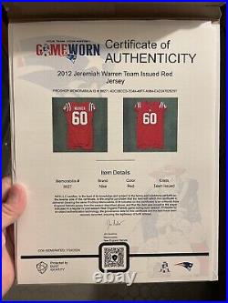 New England Patriots Jeremiah Warren Team Issued Red Alternate Throwback Jersey