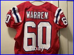 New England Patriots Jeremiah Warren Team Issued Red Alternate Throwback Jersey