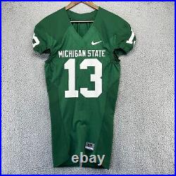 Nike Michigan State Jersey Men's 38 Green White #13 Game Worn Player Issued MSU
