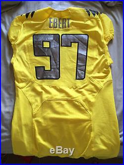 Nike Oregon Ducks Game Worn Issued Jersey size 46 Volt yellow Black Wings Ebert