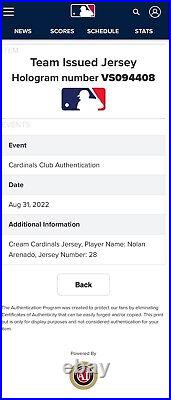 Nolan Arenado St. Louis Cardinals Team Issued Jersey 2021 Gibson Patch MLB Auth