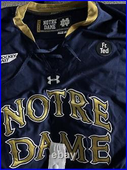 Notre dame fighting irish hockey jersey. Team issued and game used, FR. TED
