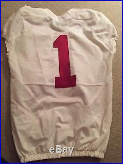 Number 1 Nike Game Worn Away Jersey issued by the Oklahoma Sooners (2016)