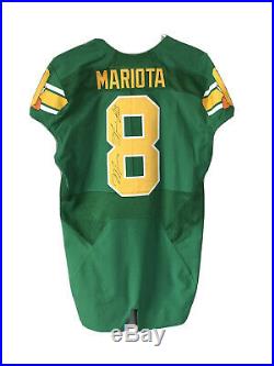 Oregon Ducks Marcus Mariota Team Game Issued Jersey Autographed Throwback