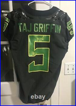 Oregon Ducks TAJ GRIFFIN Game-Used/Game Worn/Issued Black Nike Jersey 2016