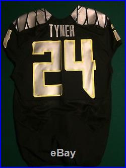 Oregon Ducks YellowithSilver/Black Nike Game Issued / Worn Jersey #24 Tyner