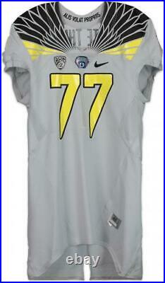 Oregon Team-Issued #77 Gray Salute the Day Jersey 2014 Spring Game Size 46