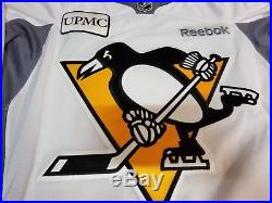 PITTSBURGH PENGUINS Goalie Cut White Yellow Game Issued Practice Pro Jersey 58