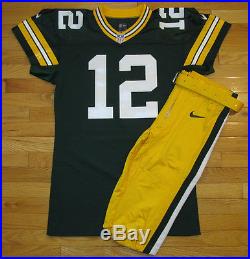 Packers Aaron Rodgers 2014 Green Nike Game Cut Issued Jersey + Team Issued Pants