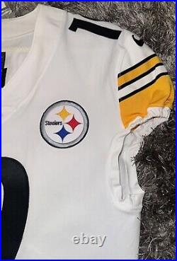 Pittsburgh Steelers JuJu Smith Schuster Team Issued White Away Game Jersey COA