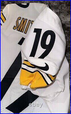 Pittsburgh Steelers JuJu Smith Schuster Team Issued White Away Game Jersey COA