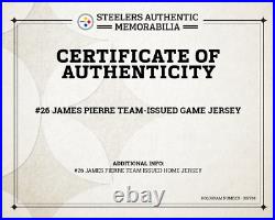 Pittsburgh Steelers Team Issued Jersey James Pierre Rookie Game Jersey Coa