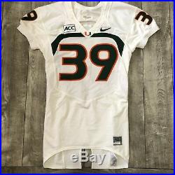 RARE Miami Hurricanes #39 Game Used Issued ACC Football White NCAA Jersey 40