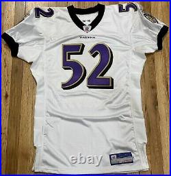 Ray Lewis Baltimore Ravens Team Issued Reebok Game Jersey White NFL Pro Cut
