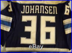 Reebok Authentic Columbus Blue Jackets Ryan Johansen game issued worn jersey 56