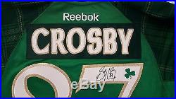 SIGNED SIDNEY CROSBY 2016 ST. PATRICKS TEAM ISSUE PITTSBURGH PENGUINS GAME JERSEY