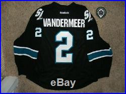 San Jose Sharks # 2 Jim Vandermeer, 13-14 Set Black Alt. Game Issued Jersey