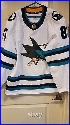 San Jose Sharks Shakir Mukhamadullin Game Issued Evolce White Away Size 56