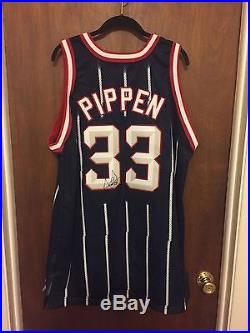 Scottie Pippen Signed Jersey Game Issued/Worn Houston Rockets Pro Cut NBA 48+2