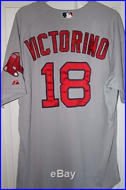 Shane Victorino #18 Boston Red Sox Game Used Worn Team Issued Road Grey Jersey