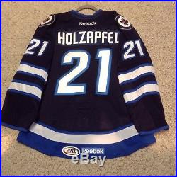 St John's Ice Caps Game Issued Not Worn Navy Road Jersey Riley Holzapfel 21