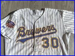 Team Game Issued Russell Diamond Collection Milwaukee Brewers #30 Jersey Size 46