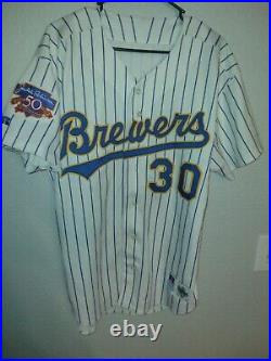 Team Game Issued Russell Diamond Collection Milwaukee Brewers #30 Jersey Size 46