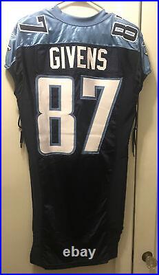 Tennessee Titans DAVID GIVENS Game-Worn/Issued Reebok Jersey Size 44 2007