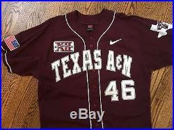 Texas A&M Aggies Nike Authentic Maroon Baseball Game Used / Issued Jersey Rare