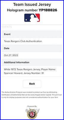 Texas Rangers Team Issued Jersey 2022 Retro 1972 Throwback Jersey Size 46 Nike