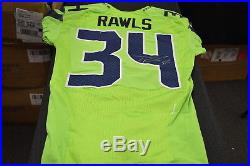 Thomas Rawls Game Issue Seahawks Jersey 2017 Rush Green Autographed Signed TR12