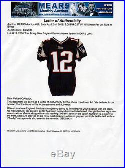 Tom Brady 2006 New England PATRIOTS Home GAME ISSUED Jersey
