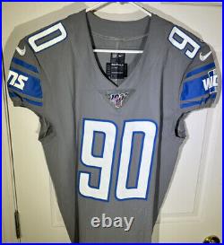 Trey Flowers 2019 Detroit Lions Nike Game Issued Color Rush Jersey NFL 100 Patch