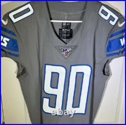 Trey Flowers 2019 Detroit Lions Nike Game Issued Color Rush Jersey NFL 100 Patch