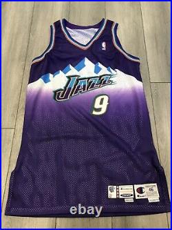 Utah Jazz John Starks Team Issued game worn Champion Jersey size 46 XL NBA