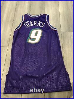 Utah Jazz John Starks Team Issued game worn Champion Jersey size 46 XL NBA