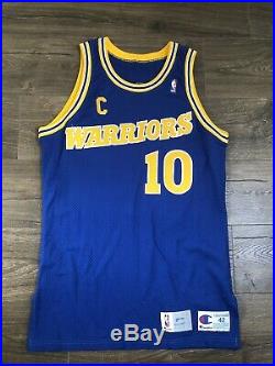 Warriors Tim Hardaway Champion Game Issued Used Worn Jersey 1991